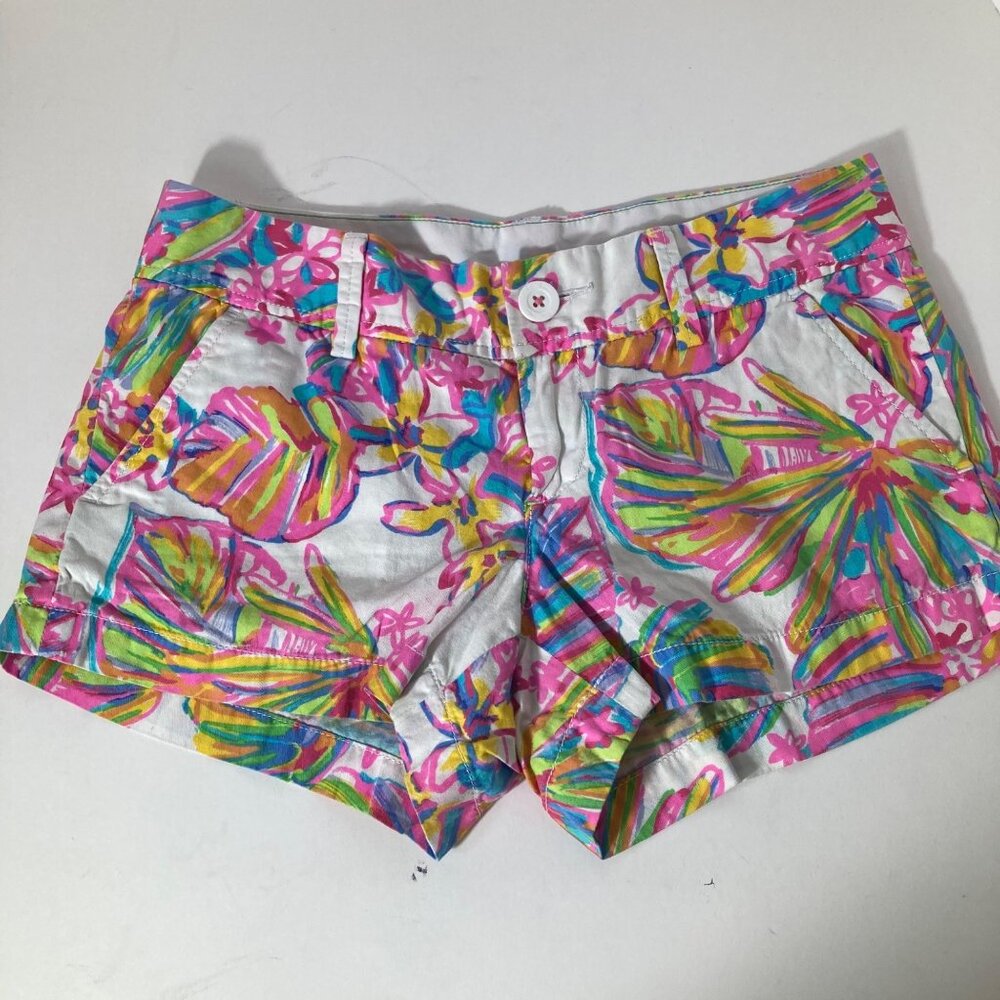 Womens Lilly Pulitzer The‎ Walsh Short White Pink Orange 0 Cotton Style 33092
